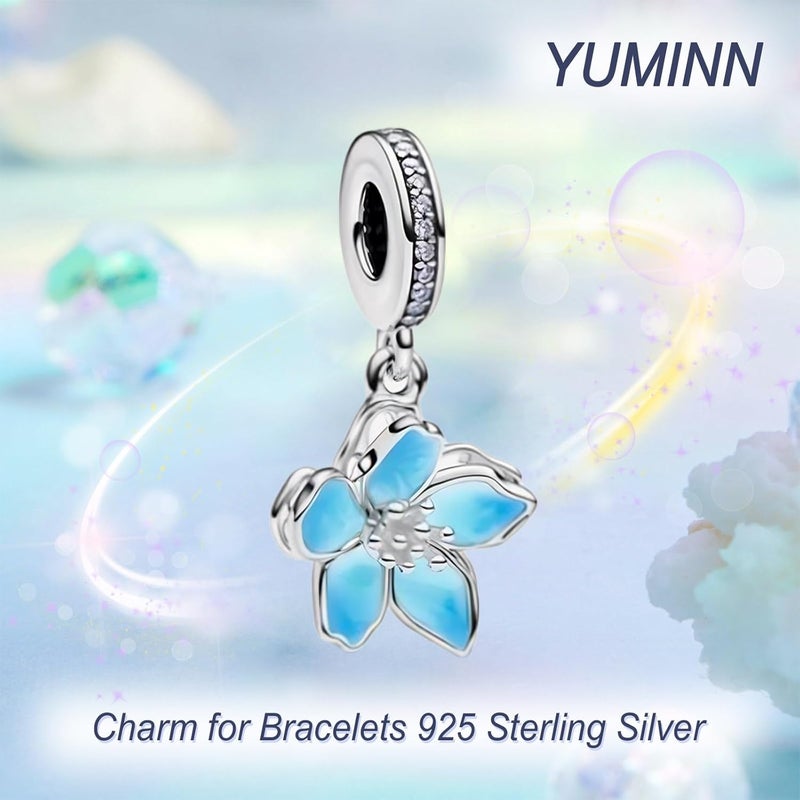 YUMINN 925 Sterling Silver Charms for Bracelets Gold Love and Heart Charms Cherry Blossom Dangle Beads Jewelry for Women - Image 2